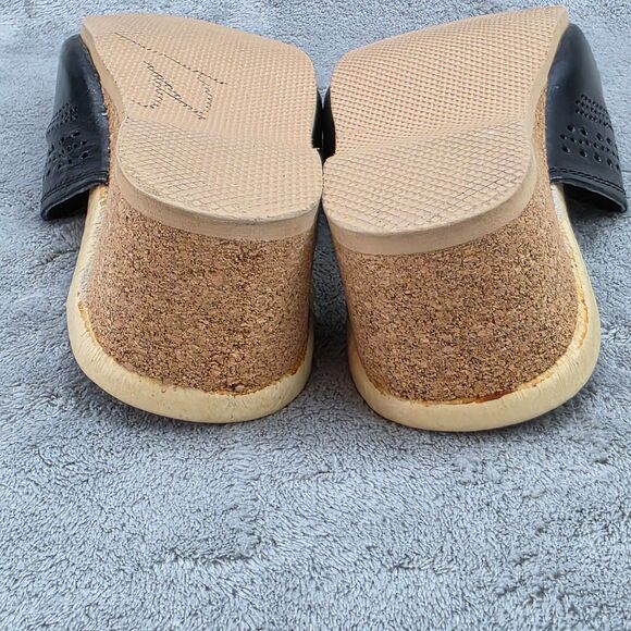 Worishofer 251P Women's Black leather Cork Wedge Slide Sandal US 8 EUR 38 - Picture 5 of 12